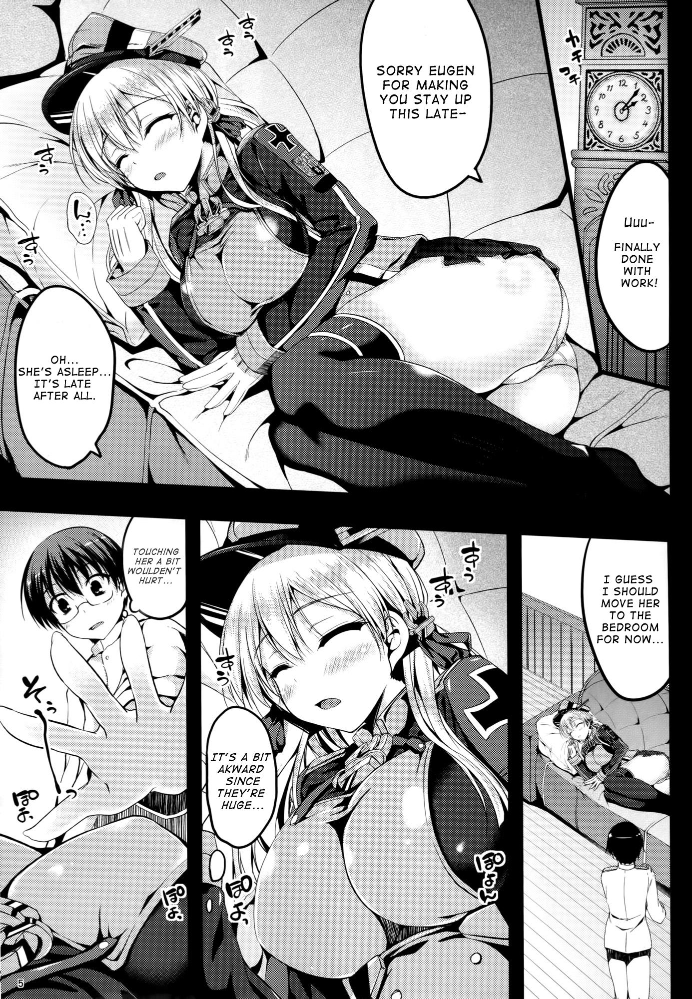 Gay Outinpublic Prinz Eugen Tsuigekisen ni Utsurimasu | Prinz Eugen, Going into pursuit! - Kantai collection Porn - Page 4