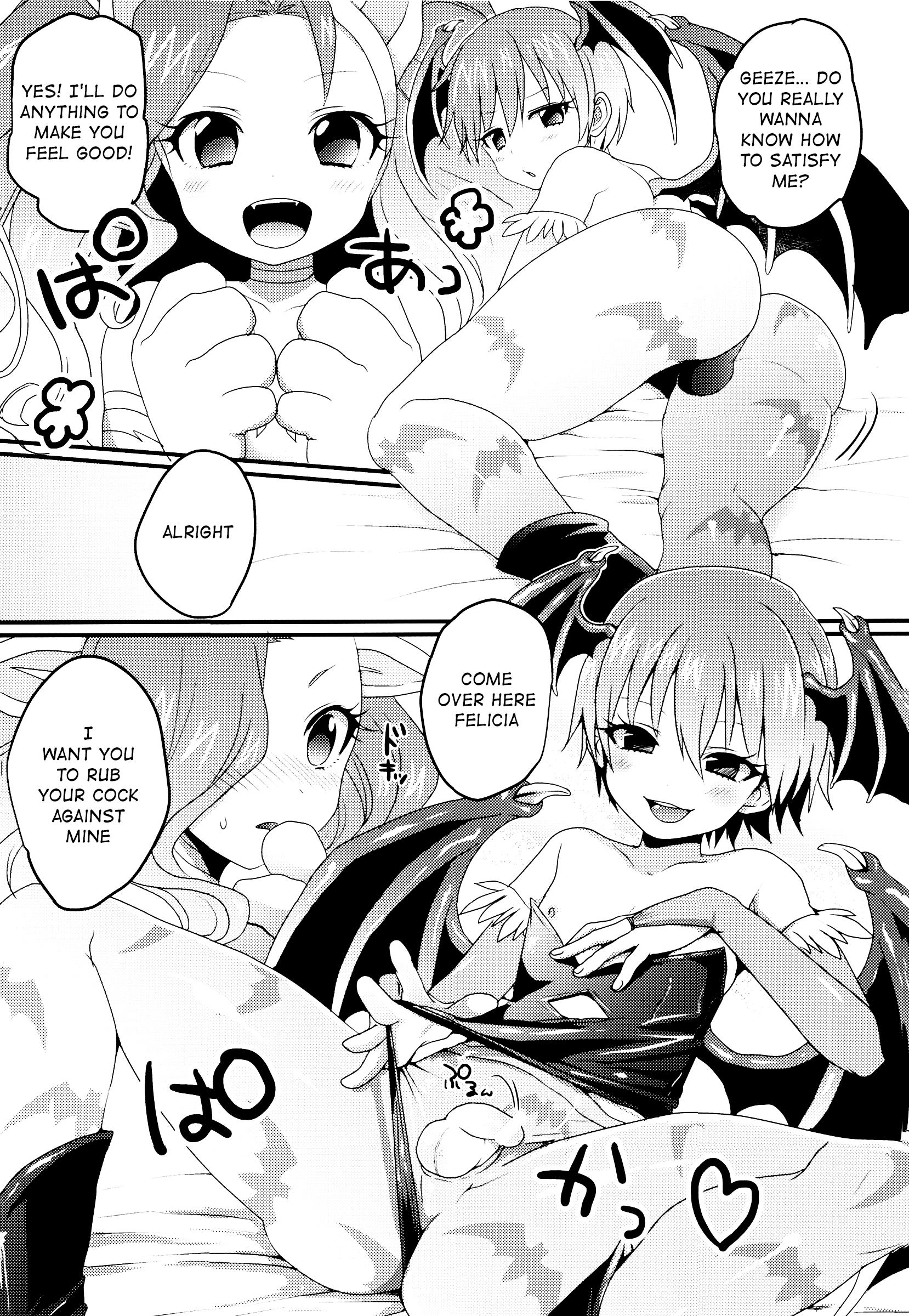 Huge Tits (Shota Scratch SP4) 	[Koneko Gumi (Poron)] Lilith-kun to Nenneko Shimasho ~ Felicia-kun to Issho (Darkstalkers) [English] {Shotachan} - Darkstalkers Gay - Page 4
