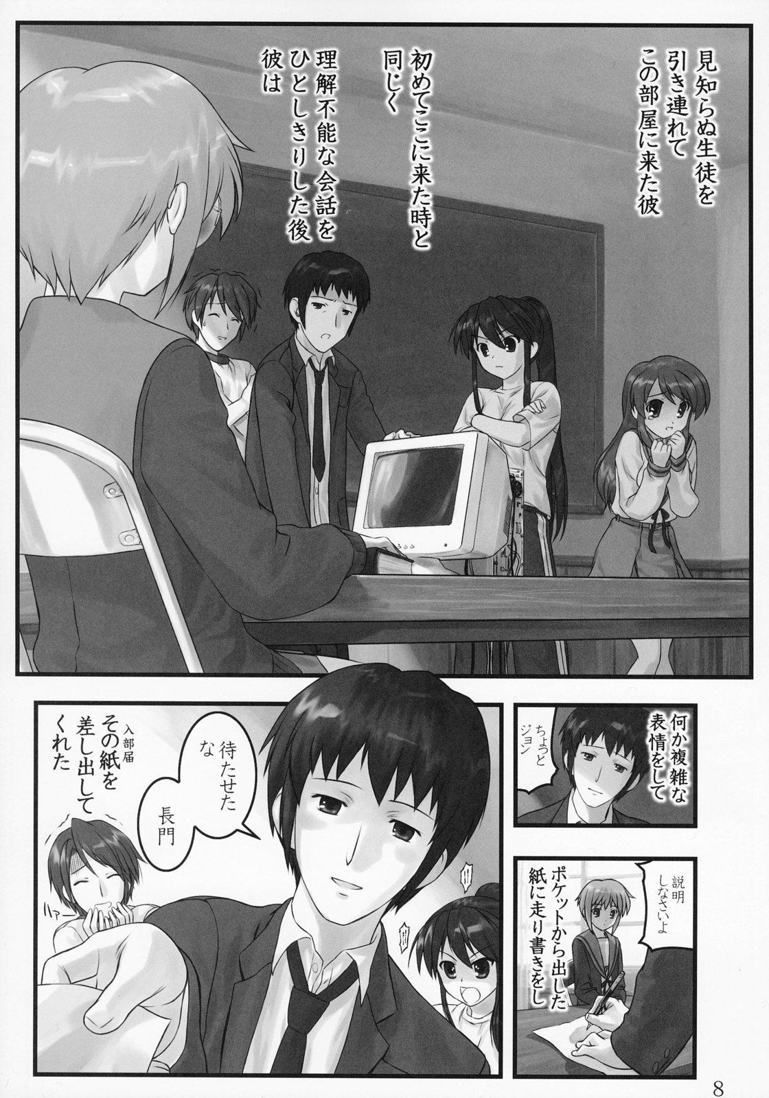 Gape Shoushitsu Nagato no Shiawase - The melancholy of haruhi suzumiya Wank - Page 7