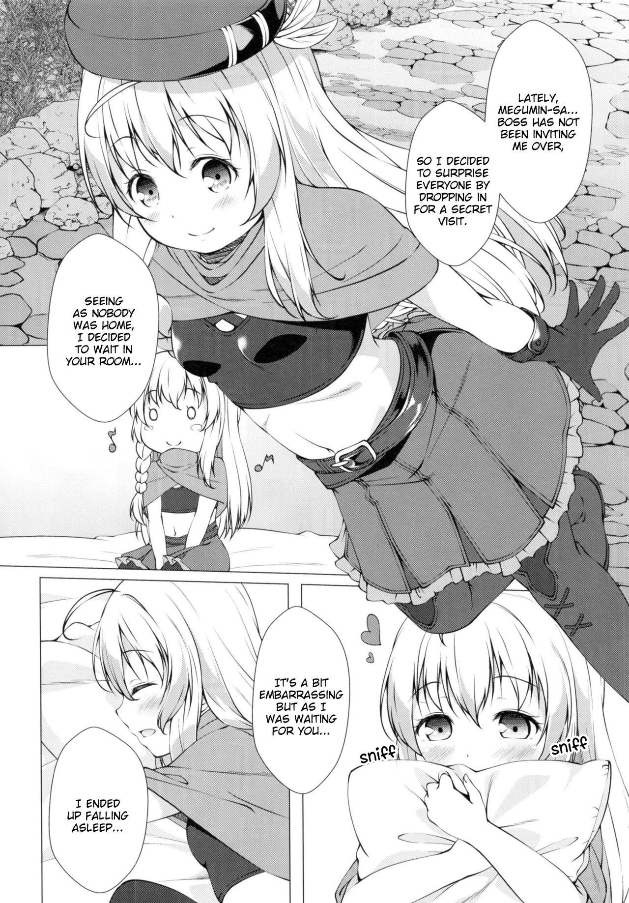 Blow Job [Idobata Kaigisho (Fried)] Kono Subarashii Oujo-sama wa Onii-sama ga Daisuki!! | This Wonderful Princess Loves Her Big Brother a Lot!! (Kono Subarashii Sekai ni Syukufuku o!) [English] [Juster] [Digital] - Kono subarashii sekai ni syukufuku  - Page 9