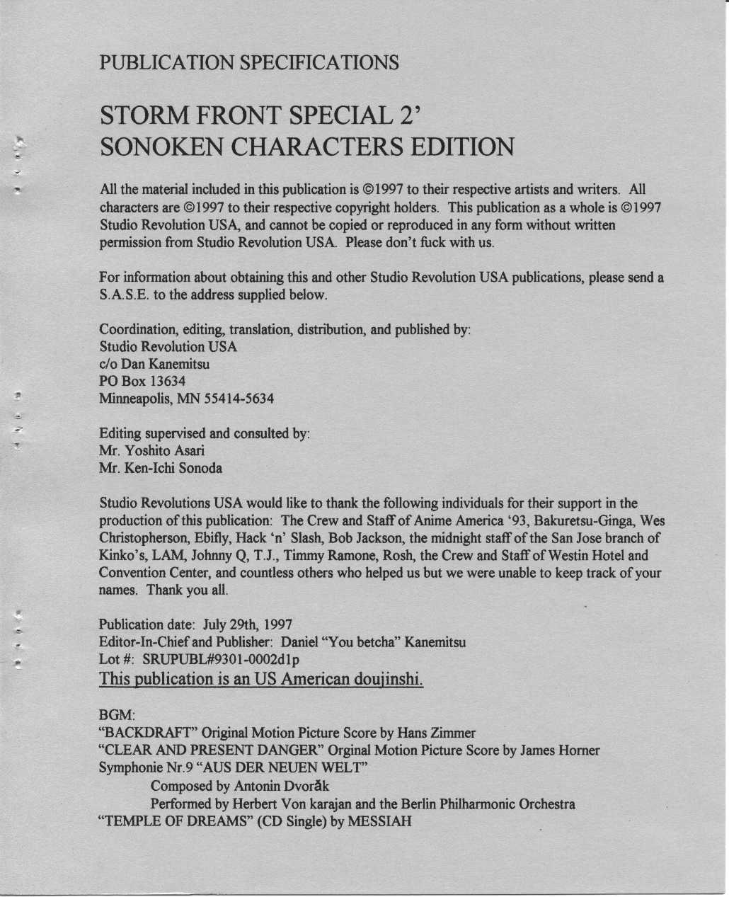 Storm Front Special - SonoKen Characters Edition 112