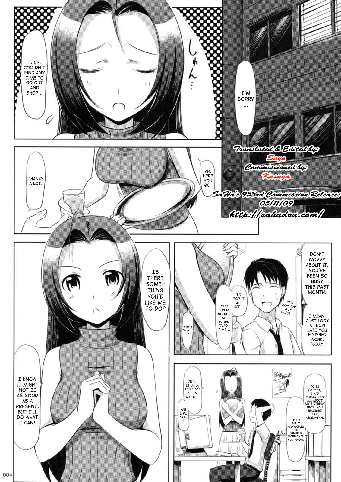 Sapphicerotica (C74) [Jenoa Cake (Takayaki)] Azusa-san no Present For you! | Azusa-san's Present For You! (THE iDOLM@STER) [English] - The idolmaster Culos - Page 5