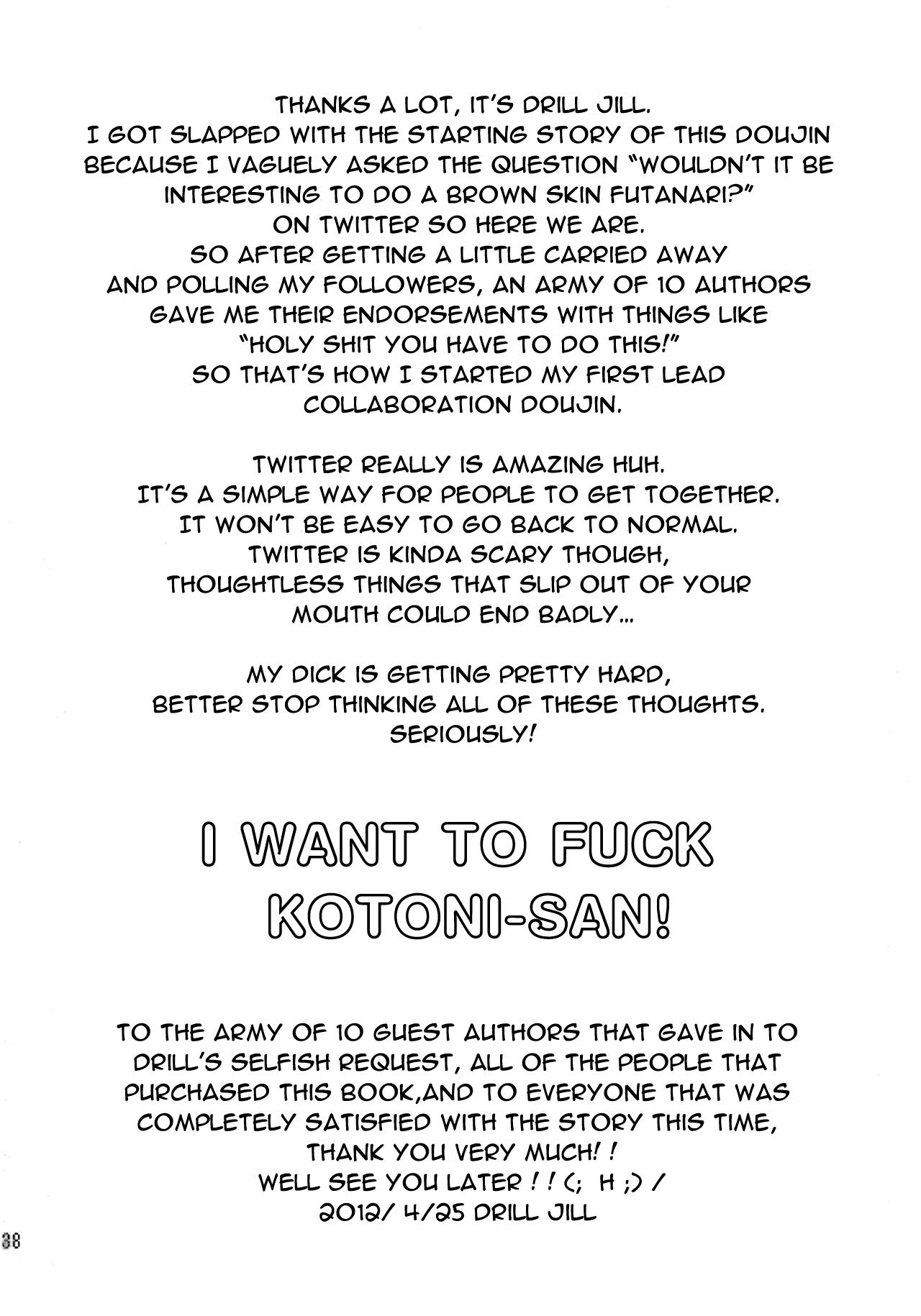 (Futaket 8) [Yuugengaisha Mach Spin (Drill Jill)] Kotoni-san wo ○○ Shitai! | I Want to Fuck Kotoni-san (Original) [English] [PineApples R' Us + Doujin-Moe.us] 37